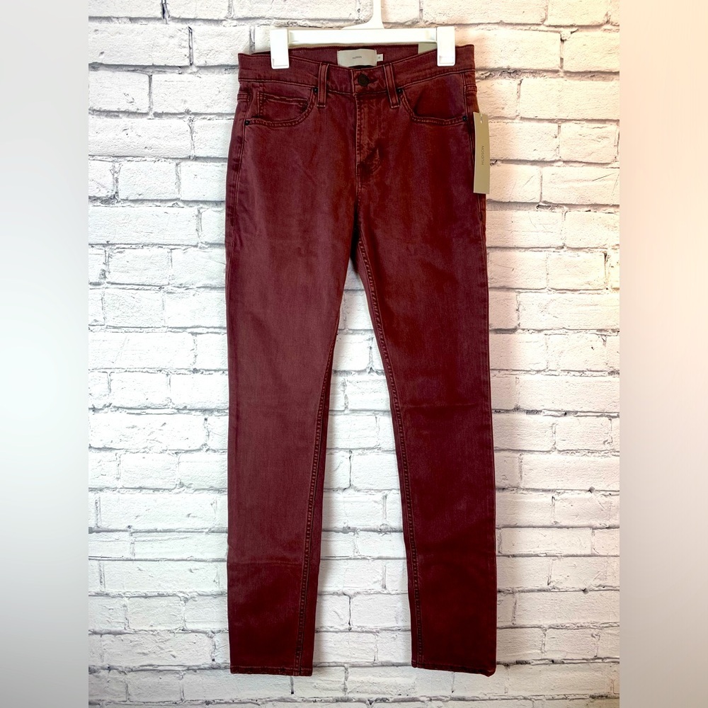 Hudson Mens Hudson AXL Slim Jeans Burgundy Red JeansSize 30x32 Red Skinny Jeans